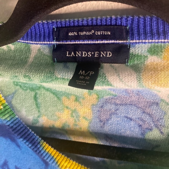 Lands End 100% Supima Cotton Floral Button Cardigan Sweater Womens sz MP - Picture 3 of 3